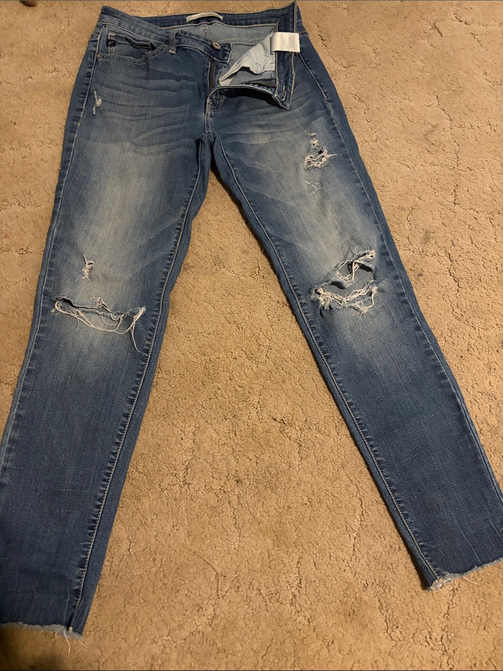 KanCan Distressed Blue Slim Straight Jeans